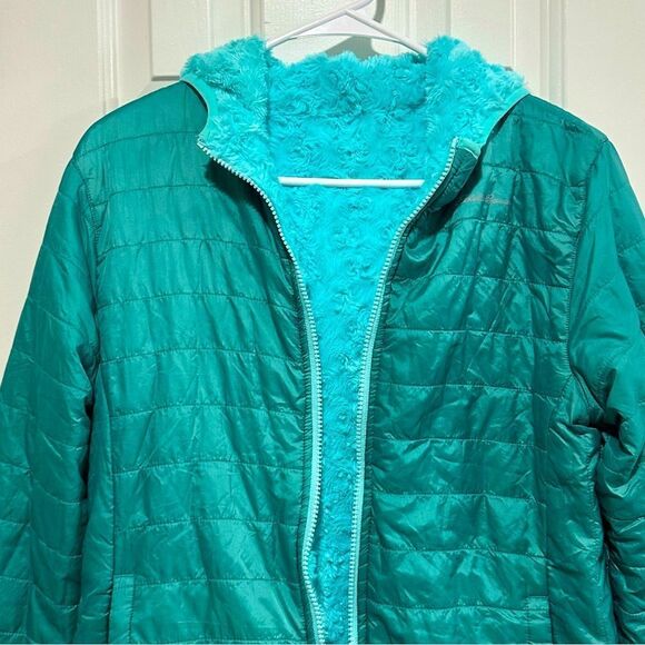 Eddie Bauer reversible puffer hooded jacket, youth girls Large size 14 - Picture 4 of 10